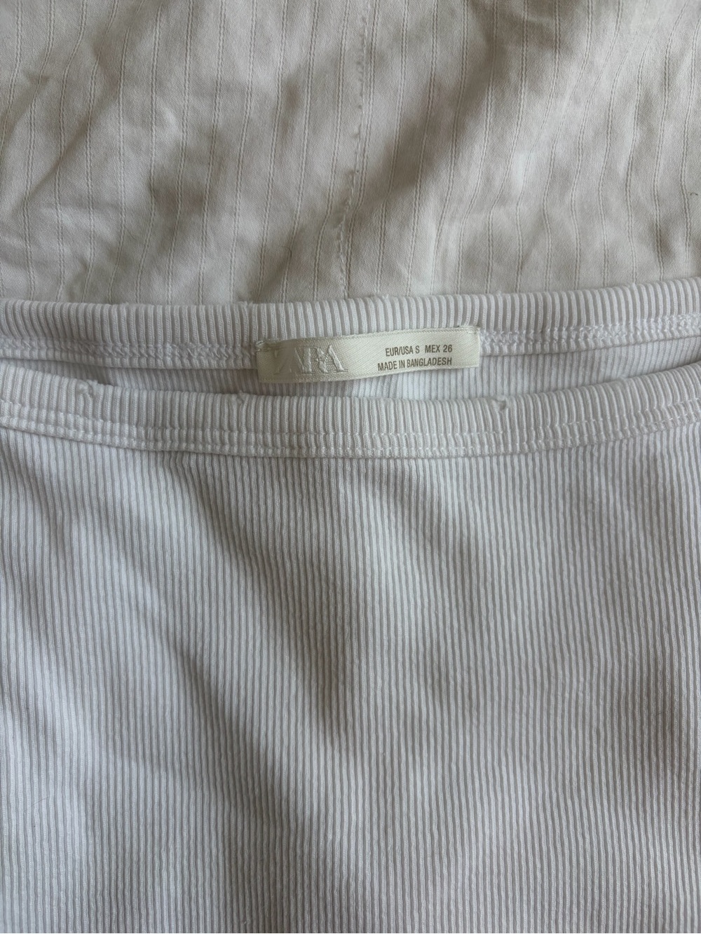 Zara White Ribbed Square-Neck Tank Top SIZE S - Picture 3 of 3
